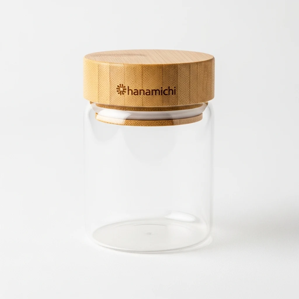 Hanamichi bamboo lid glass jar image 3